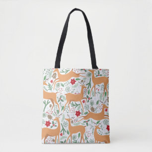 Vintages Winterhirschmuster. Weihnachtsba Tasche