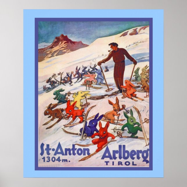 Vintages Wintersportort Poster (Vorne)