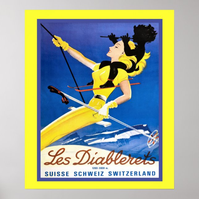 Vintages Wintersportort Poster (Vorne)