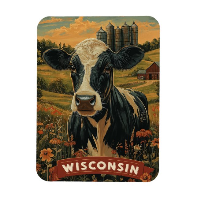 Vintages Wisconsin Patriotische Geisteshaltung Magnet (Vertikal)