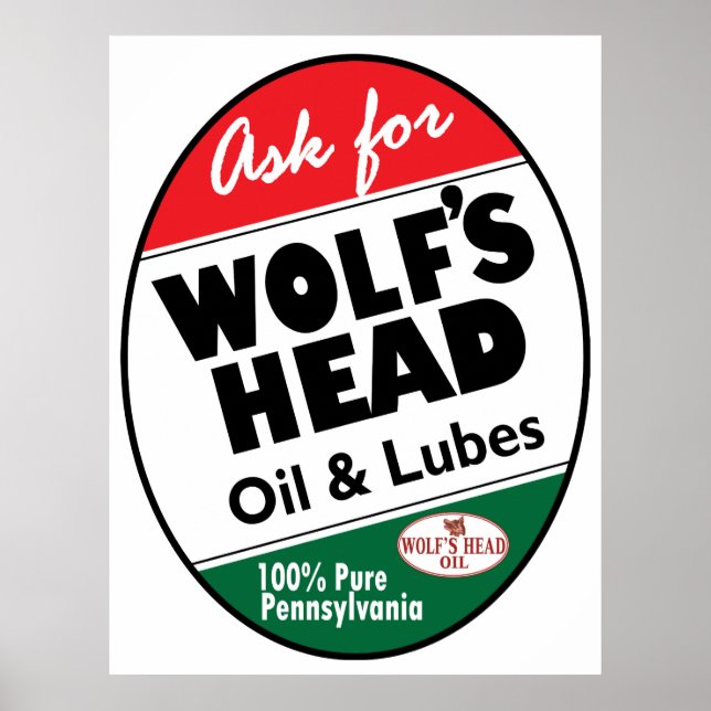 Vintages Wolfs-Kopfzeichen Poster (Vorne)