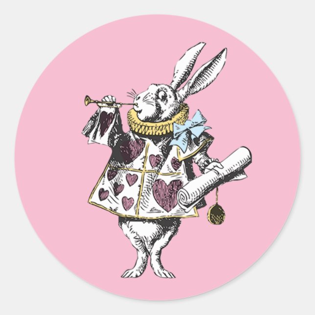 Vintages Wonderland-Rabbit Runder Aufkleber (Vorderseite)