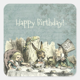 Vintages Wonderland Tee Party Quadratischer Aufkleber