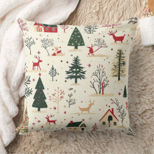 Vintages Woodland Weihnachtsmuster Kissen