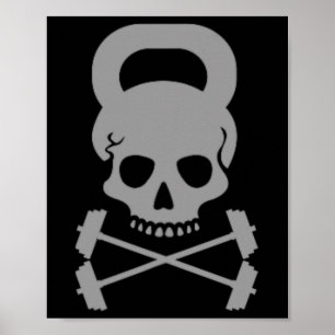 Vintages Workout für den Skull-Designer für Kettle Poster