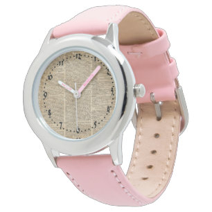 Vintages Wörterbuch Art Watch Pink Leather Armbanduhr