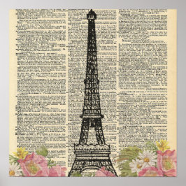 Vintages Wörterbuch Eifel Tower Poster