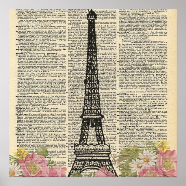 Vintages Wörterbuch Eifel Tower Poster (Vorne)