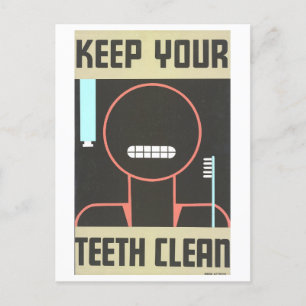 Vintages WPA-Plakat für Zahnhygiene Postkarte