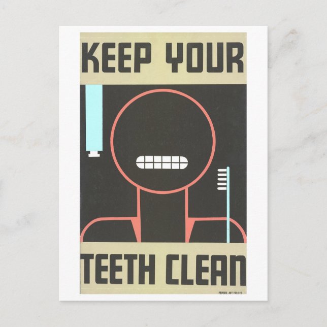 Vintages WPA-Plakat für Zahnhygiene Postkarte (Vorderseite)