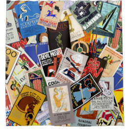 Vintages WPA Poster Collage Nr. 1 Duschvorhang