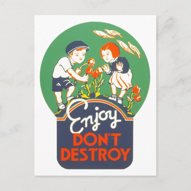 Vintages WPA-Poster "Enjoy, Don't Destroy" Postkarte (Vorderseite)