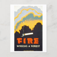 Vintages WPA-Poster: "Feuer zerstört einen Wald"