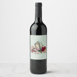 Vintages Wunderland Mad Hatter Weinetikett