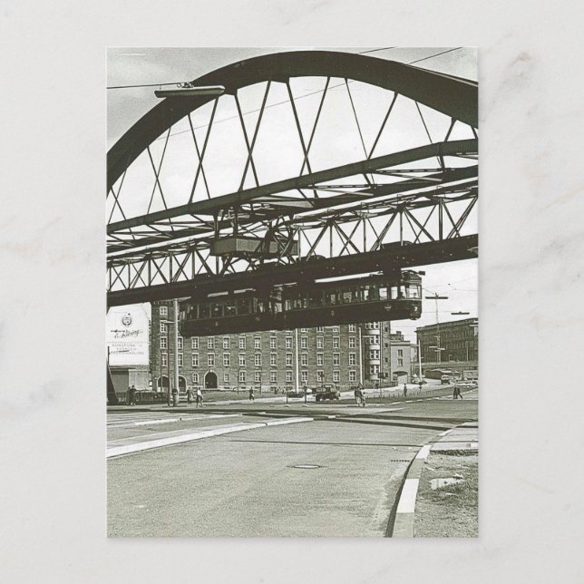 Vintages Wuppertal Floating Train Foto Postkarte (Vorderseite)