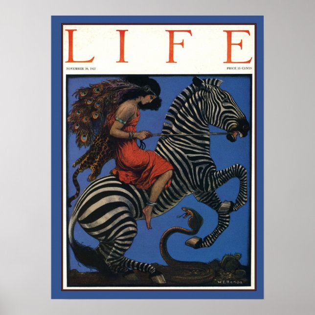 Vintages Zebra mit Art Nouveau Rider Poster (Vorne)