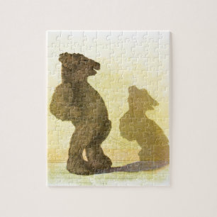 Vintages Zeichn: Teddy Bear und sein Schatten