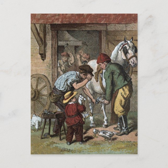 Vintages Zeichnen: Der HufeisenSmith Postkarte (Vorderseite)