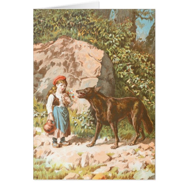 Vintages Zeichnen: Rotkäppchen und der Wolf (Vorne)