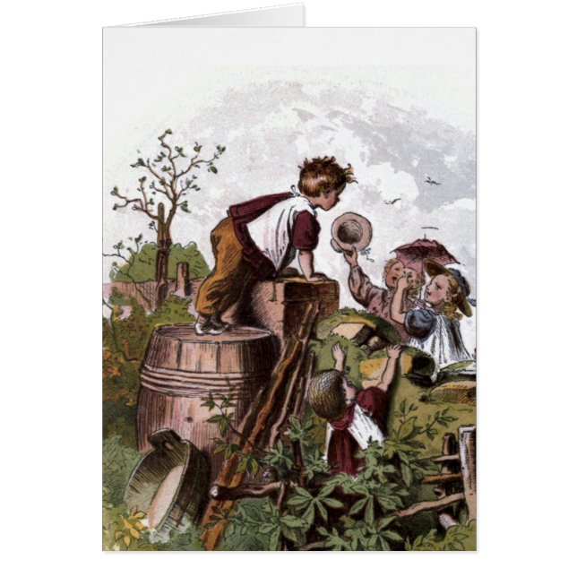 Vintages Zeichnen:  Spielen der Kinder (Vorne)