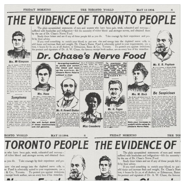 Vintages Zeitungsgewebe Toronto-Leute Stoff (Nahaufnahme)
