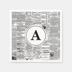Vintages Zeitungsmonogramm Serviette