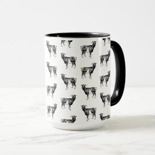 Vintages Ziegenmuster CUSTOM HINTERGRUNDFARBE Tasse