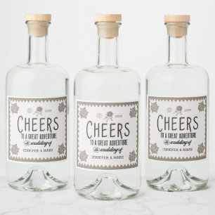Vintages Zierschrift-Hochzeitskennzeichen Alkoholflaschenetikett