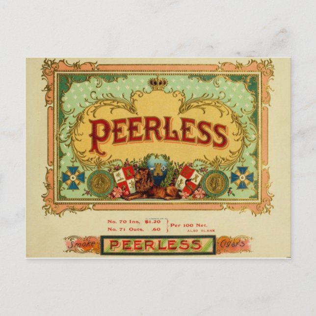 Vintages Zigarrenlabel Postcard - "Peerless" Postkarte (Vorderseite)