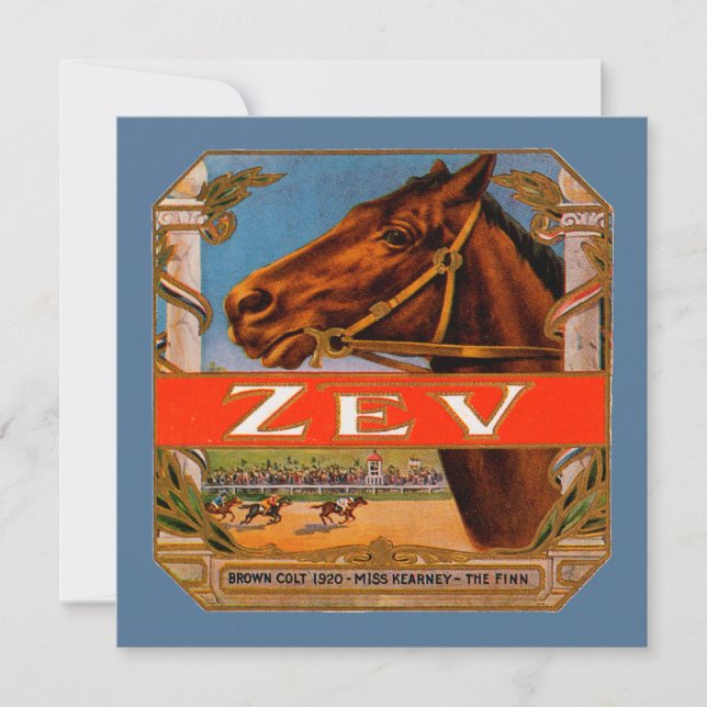 Vintages Zigarrensiegel, Zev-Race-Pferde, brauner  (Vorderseite)