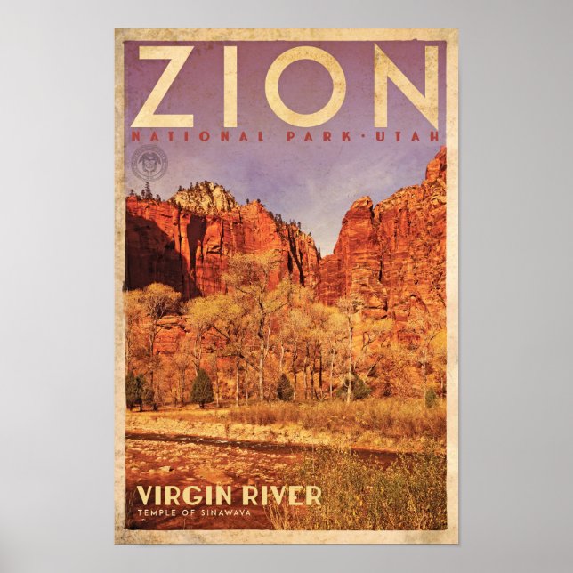 Vintages Zion Jungfrau River Travel Poster (Vorne)