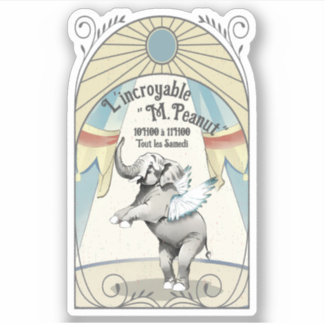 Vintages Zirkus-Elefant darstellendes Tier Französ Aufkleber
