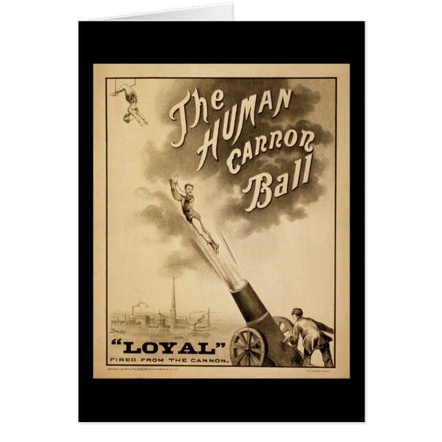 Vintages Zirkus-Plakat-menschlicher Canon-Ball (Vorne)