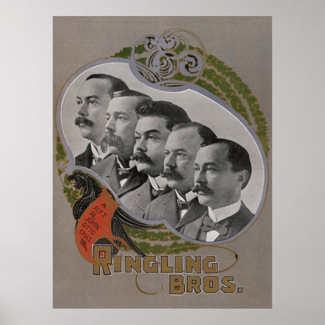 Vintages Zirkusposter der fünf Brüder Poster (Vorne)