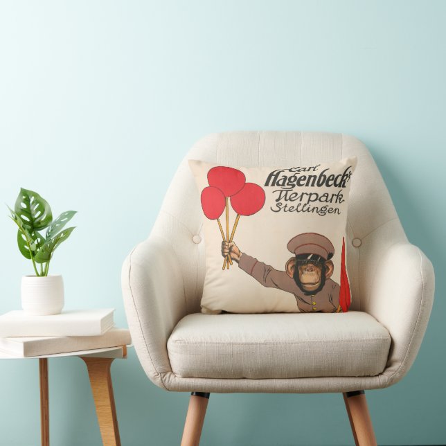 Vintages Zirkusposter eines Affen mit Balloons Kissen (Stuhl )