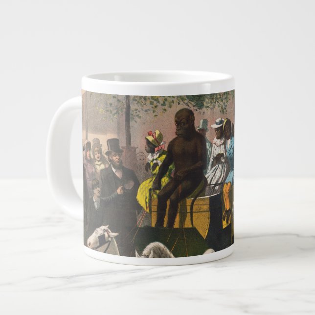Vintages Zirkusposter eines Affentrainers Jumbo-Tasse (Vorderseite Links)