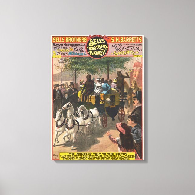 Vintages Zirkusposter eines Affentrainers Leinwanddruck (Vorderseite)
