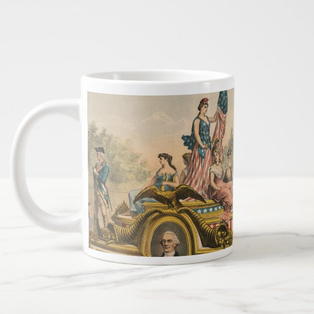 Vintages Zirkusposter mit Paradefahrt Float Jumbo-Tasse (Links)