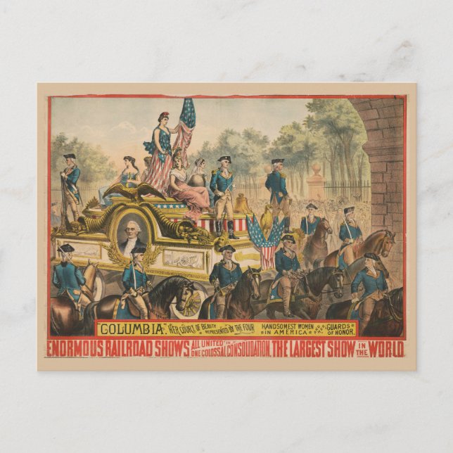 Vintages Zirkusposter mit Paradefahrt Float Postkarte (Vorderseite)