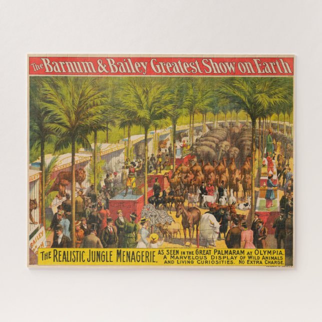 Vintages Zirkusposter von Tieren und Künstlern (Horizontal)