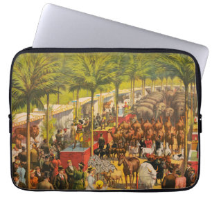 Vintages Zirkusposter von Tieren und Künstlern Laptopschutzhülle