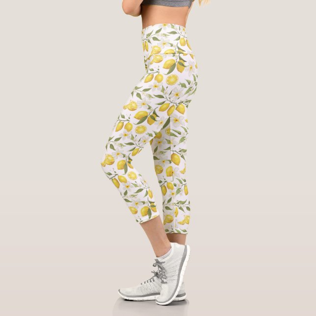 Vintages Zitronenbaummuster Capri Leggings (Links)