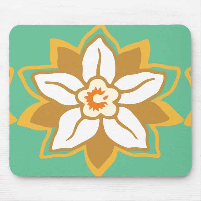 Vintages Zitronengrün und Gelb-Jonquil-Muster Mousepad (Vorne)