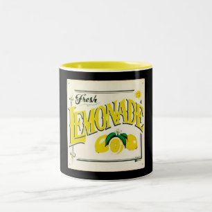 Vintages Zitronenschild Sommerfrüchte Zweifarbige Tasse