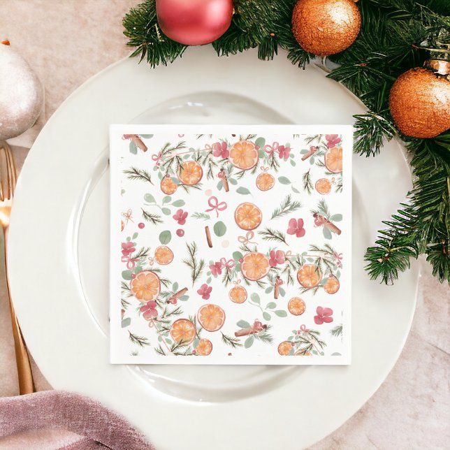 Vintages Zitrus Botanisches Orangenmuster Serviette (Vintage Citrus Botanical Christmas Orange pattern Napkins)