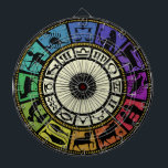 Vintages Zodiakrad Dartscheibe<br><div class="desc">Vintage Zodiac-Radfarbe Silhouette</div>