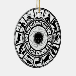 Vintages Zodiakrad Keramik Ornament