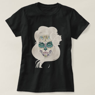 Vintages Zuckerschädelmädchen mit Rosen v4 T-Shirt