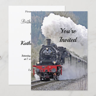 Vintages Zugdampflokomotive Foto Geburtstag Einladung