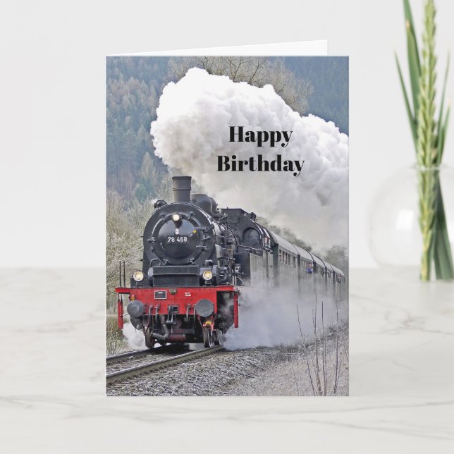 Vintages Zugdampflokomotive Foto Geburtstag Karte (Vorderseite)
